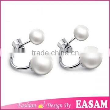 Fashion silver double sided freshwater pearl earring