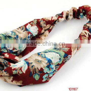 flower print fabrc headband turban hairband