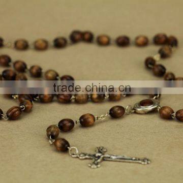 Olive Wood Catholic Rosary With Oval Olive Wood Beads Retail Box photo-4