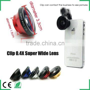 Universal Clip 0.4X Super Wide Angle Selfie Mobile Phone Lens for iPhone 6 6Plus 5 5S 4S 4 HTC Samsung LG Most Phones Tablets