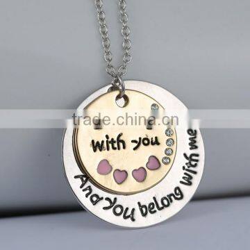 Double Hearts Round Heavy Silver Heart Puzzle Necklace photo-3