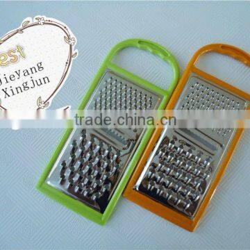 Economic stainless steel food grater with plastic handle