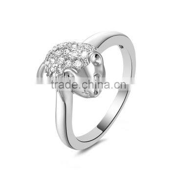 Unique Lovely Mouse Shaped Inlay Zircon Women Gold Plated Ring for Banquet