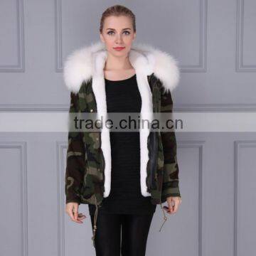 2016 new arrival white fur inside overcoat be warm in the winter Camouflage military parka