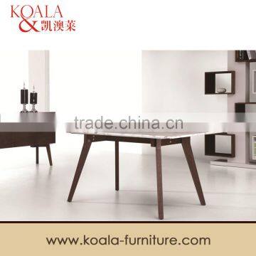 Natural White Marble Dining Table with Solid Wood Legs A294#                        
                                                Quality Choice