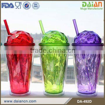 Diamond double plastic travel mug for adults