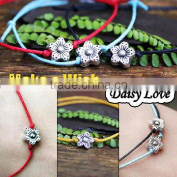 Daisy sliver plated Wish charm handmade Bracelet