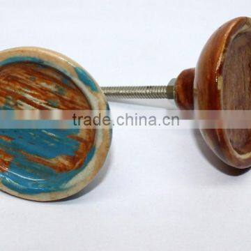 Ceramic Moroccon Knob with Metal Fittings - 1.5 inch