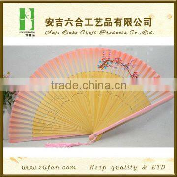 bamboo silk fan with beautiful flowers