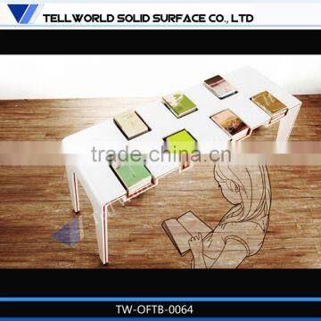 2014 Modern top quality acrylic solid surface crystal office desk set