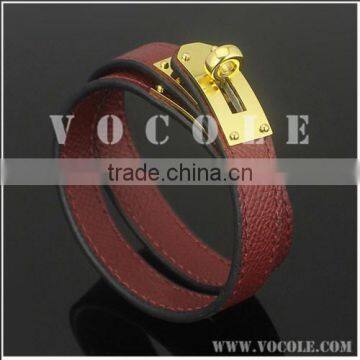 Dark red leather bracelet wholesale new arrival 2016 jewelry