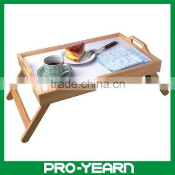 Foldable Bamboo Wooden Serving Tray Table with Handles and Legs for Home and Hotel and Restaurant and Bar