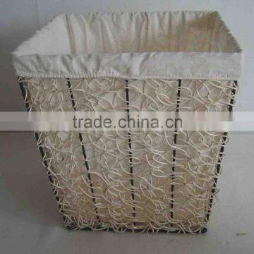 weaving rattan laudry basket with iron frame,