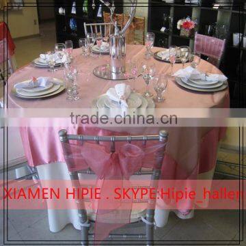 Round Pink Organza Tablecloth Cover For Banquet decor