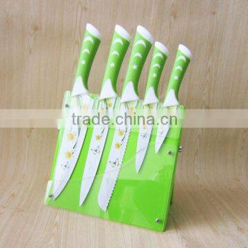 Non-stick rose printed knives set MS1008