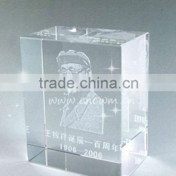 Hot-selling 3d crystal glass souvenir,crystal laser engraving gifts