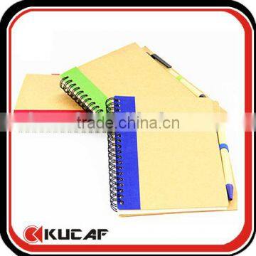 Factory Price Wire-o Bound Kraft Notebook With Pen