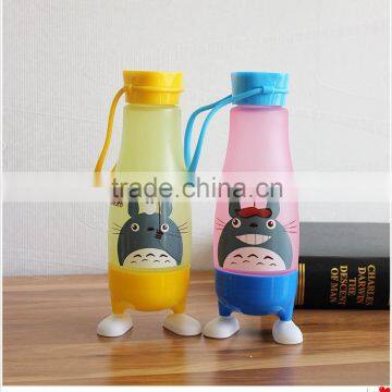 wholesale factory price 360ML adorable glass bottle/ cartoon water bottle for child