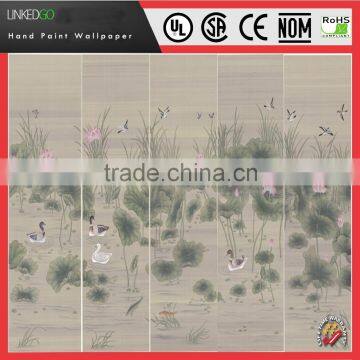 High Quality Chinese Hand-painted Silk Wallpaper for Hotel Home Interior Decoration photo-6