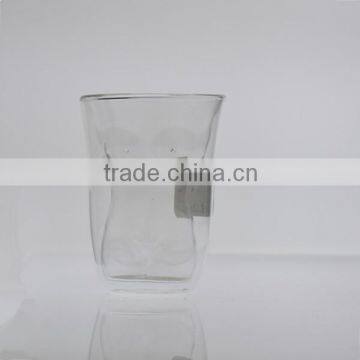 high qulity clear double wall glass cup with lady shape inside