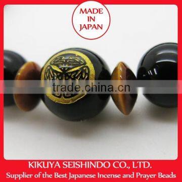 Tokugawa Ieyasu, Samurai Bracelet, Black Onyx 10 mm With Citrine (yellow Quarts) and Tiger-eye, Japanese Accessory, Japan photo-5