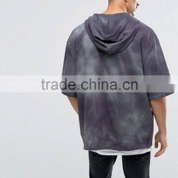 Promotion Oversized With Hood Dark Grey Men Custom High Quality 1/2 Sleeves Pakistan Hoodies photo-2