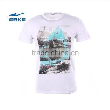 ERKE 100% Cotton Mens Summer Comfortable Round Neck Sports Short Sleeve t Shirt With Fasion Printing Cheap Wholesale photo-3