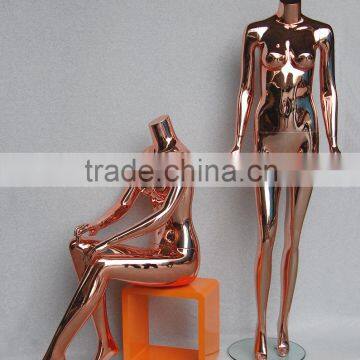 Wholesale custom ladies chrome or gold female manequins for clothes display