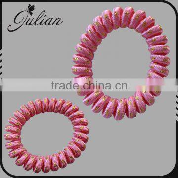 Telephone Fabric Stripe line pink Color Elastic Cord Bracelet Ponytail Holders Hair Accessories Scrunchies For Girl FHHTA0012