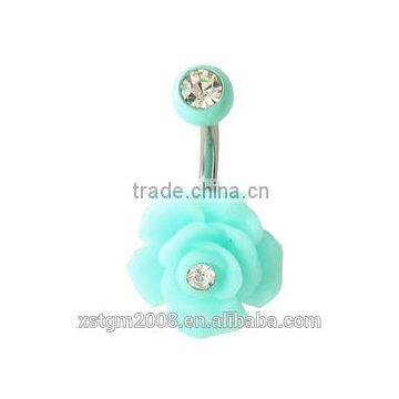 original flower design blue navel piercing belly body piercing jewlery