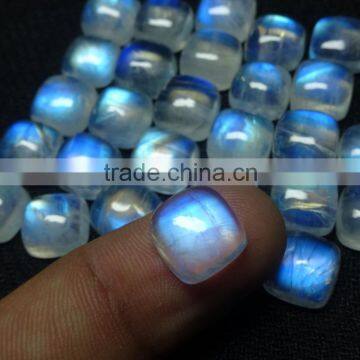 Rare Cushion Cut Blue Flashy 10x10 mm Natural Rainbow Moonstone