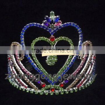 Beauty Heart design colored rhinestone crown