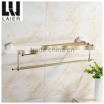 2015 new design gold ceramic bathroom accessories set towel shelf 11720