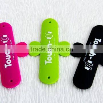 OEM available promotional phone accessory touch-u silicone cell phone stand,mini colorful logo one touch phone stand