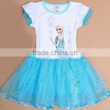 Frozen bubble dress, blue spangled dress, hot sale princess skirt