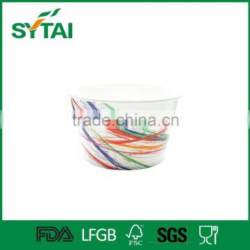 Disposable Custom Logo Printed Ice Cream / Frozen Yogurt Paper Bowl With Lid