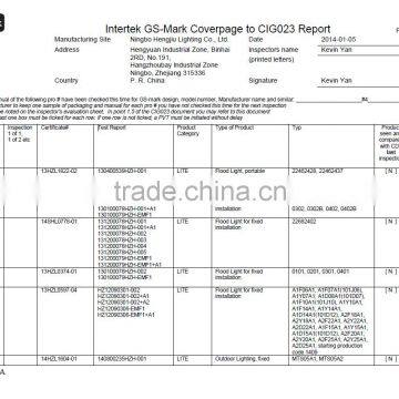 intertek GS-Mark Coverpage to CIG023 Report