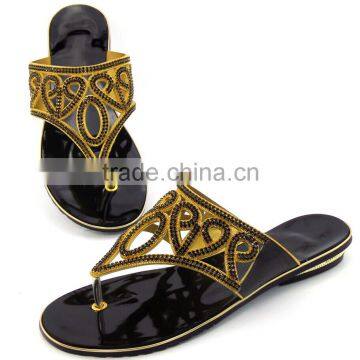 High quality good selling new design summer slipper with pretty stone for woman