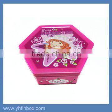 fancy hexagon packing tin candy box