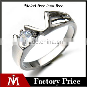 Factory Hot Selling Polished Silver Stainless Steel Crystal Love Crystal Ring Jewelry for Women