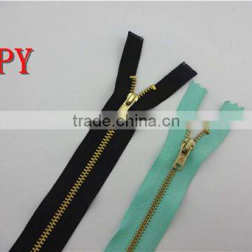 gold brass zipper with standard bottom for sale