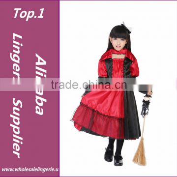 High quality Halloween Costumes Clothes Kids Girls Fly Witch Dress and Hat Cap Costume Party Cosplay Performance Clothing