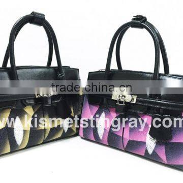 SMART CASUAL LADIES HANDBAGS, TOP HANDLE HANDBAGS WITH ADJUSTABLE SHOULDER STRAP, HIGH QUALITY GENUINE STINGRAY BAGS photo-2