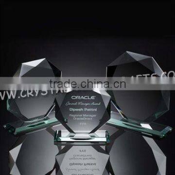 Jade glass trophy diamond award new design glass award 2015 hot sale