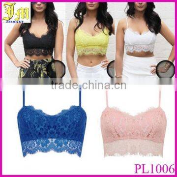 2015 New Fashion Hot Sale Sexy Women Lace Floral Unpadded Bralette Bralet Bra Bustier Crop Top Cami Tank S-XL Wholesale