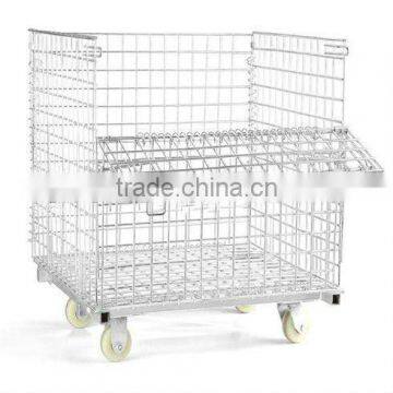 Gavanized Folding Metal Wire Storage Cage with wheels