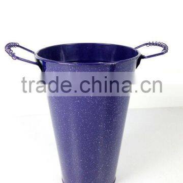 Metal flower pot with handle flower bucket