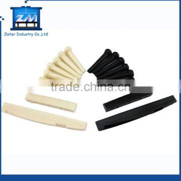 Yueton Pack of 2 Sets Black and White Plastic Bridge Pins & Saddle & Nut Replacement Parts for Acoustic Guitar photo-2