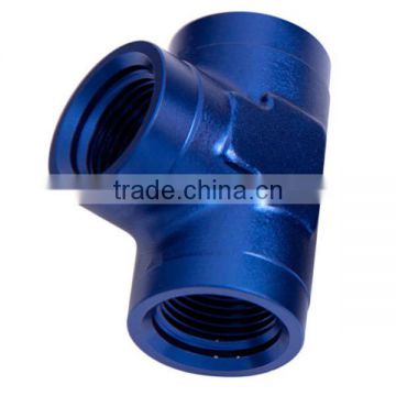 1/8 Inch Aluminium Hose Fitting Blue NPT Female Tee