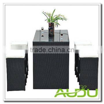 High Back Bar Stool Set Outdoor Rattan Bar Stool Set in Black photo-3